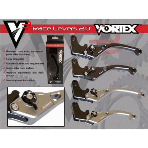 Vortex V3 2.0 Clutch Lever Short Black Compatible with 08-12 Kawasaki EX250 